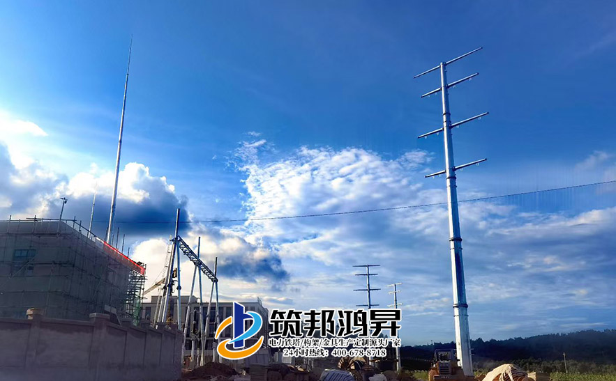 云南曲靖廣儲電力鐵塔，鋼管桿塔